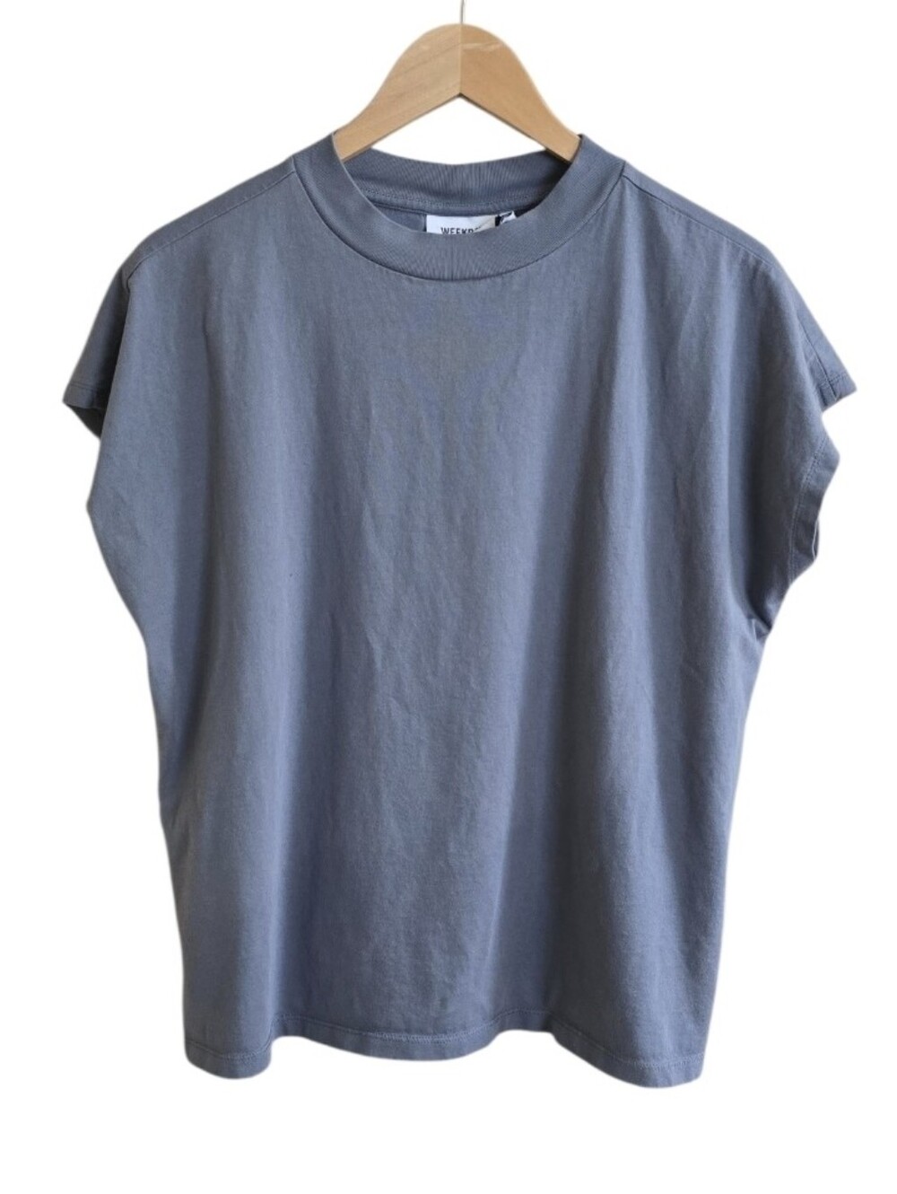 Weekday Short Sleeve Boxy Tee in Slate Blue